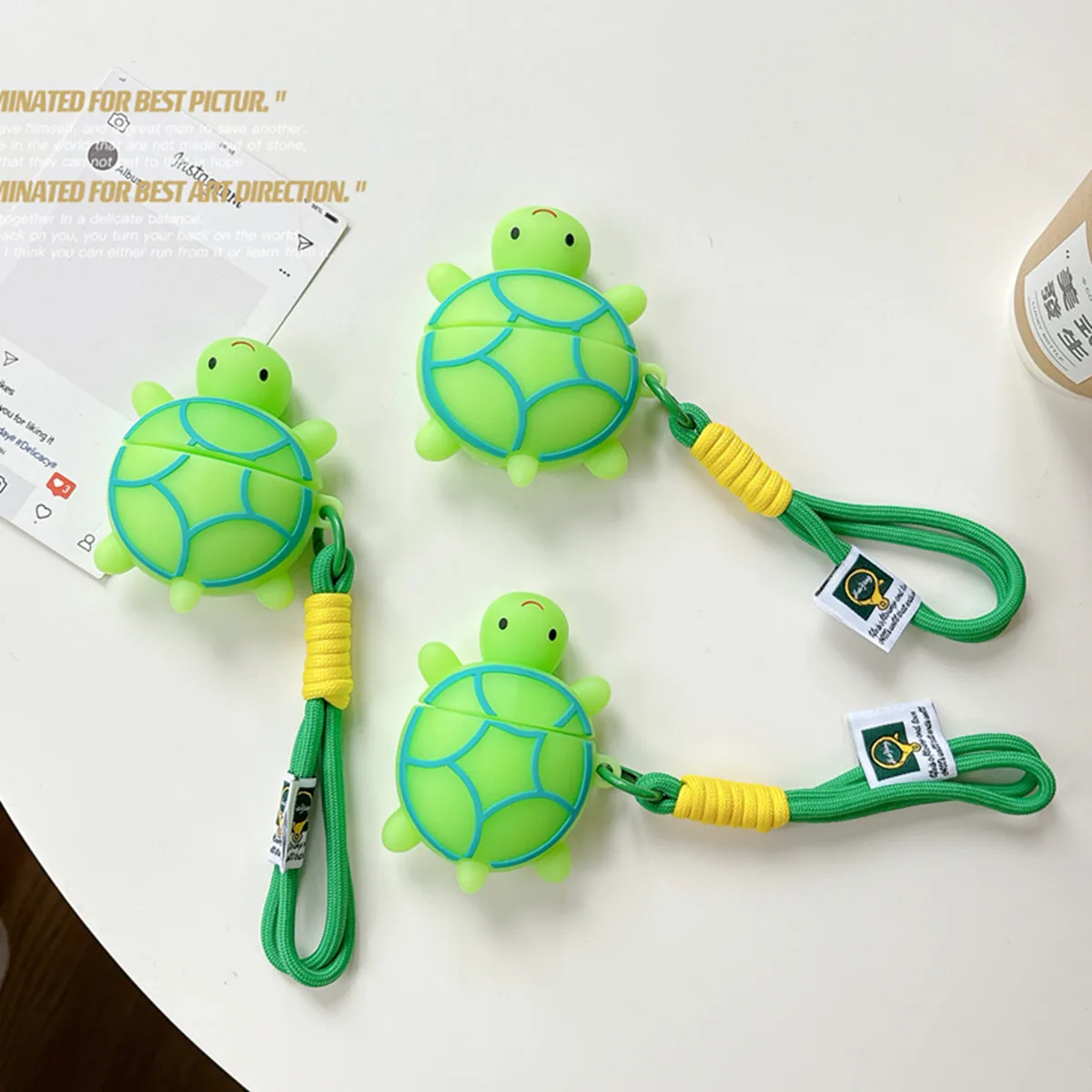 Cute Cartoon Turtle Cover for AirPods 4 with Wrist rope,Fun Creative Silicone ear buds Case for AirPods Pro 2/pro/3rd/2nd/1st