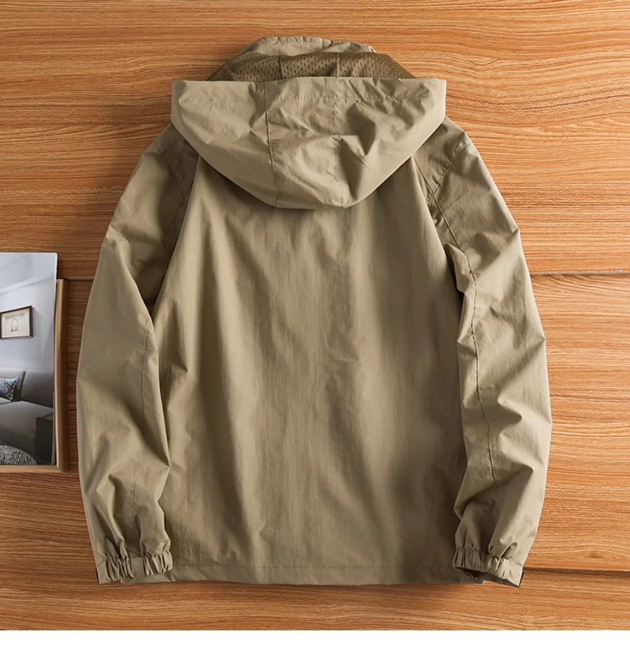 Neue wasserdichte Kapuzenjacken für Herren, lässig, winddicht, Herbst, leicht, mit mehreren Taschen, Wandern, Windjacke, abnehmbare Hutjacke – Detail 14