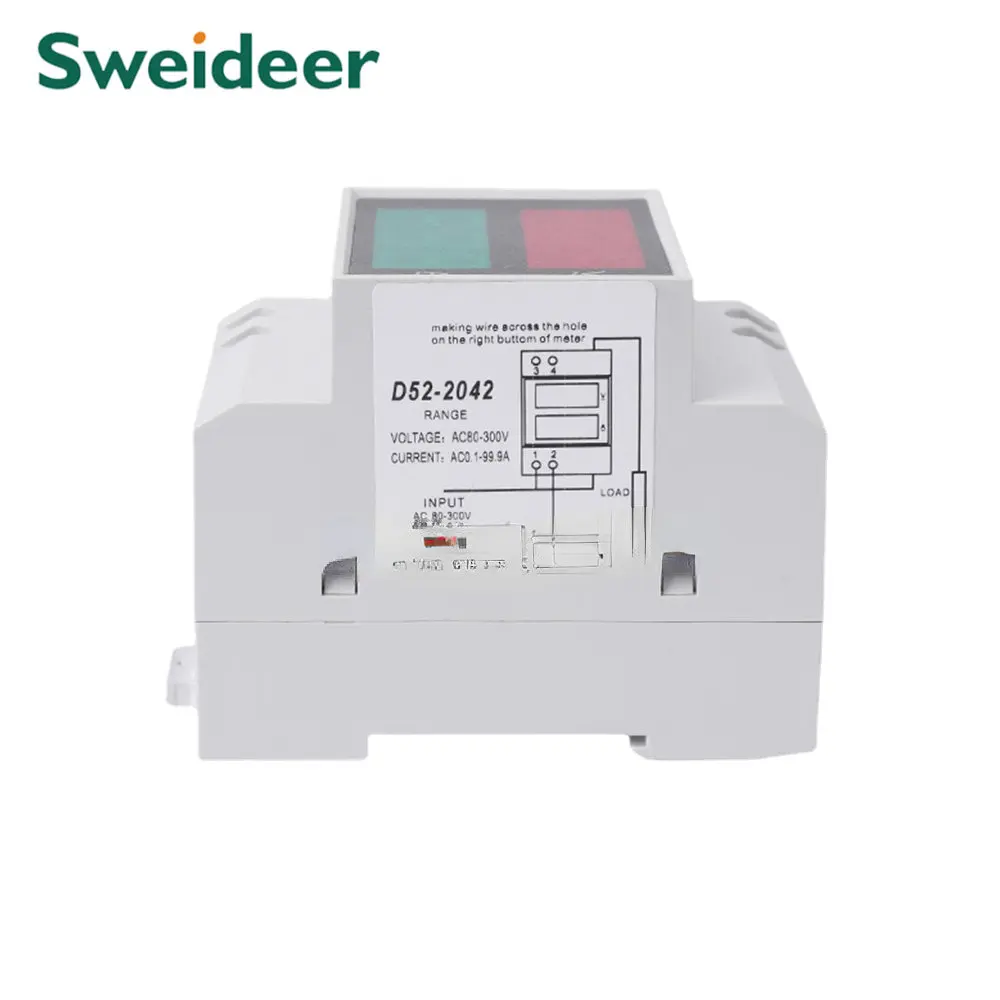 Din Rail SD52-2042 AC Voltage & Current Display Meter Panel Meter Multimentro Digital Mini Digital Display Modular Voltage Meter