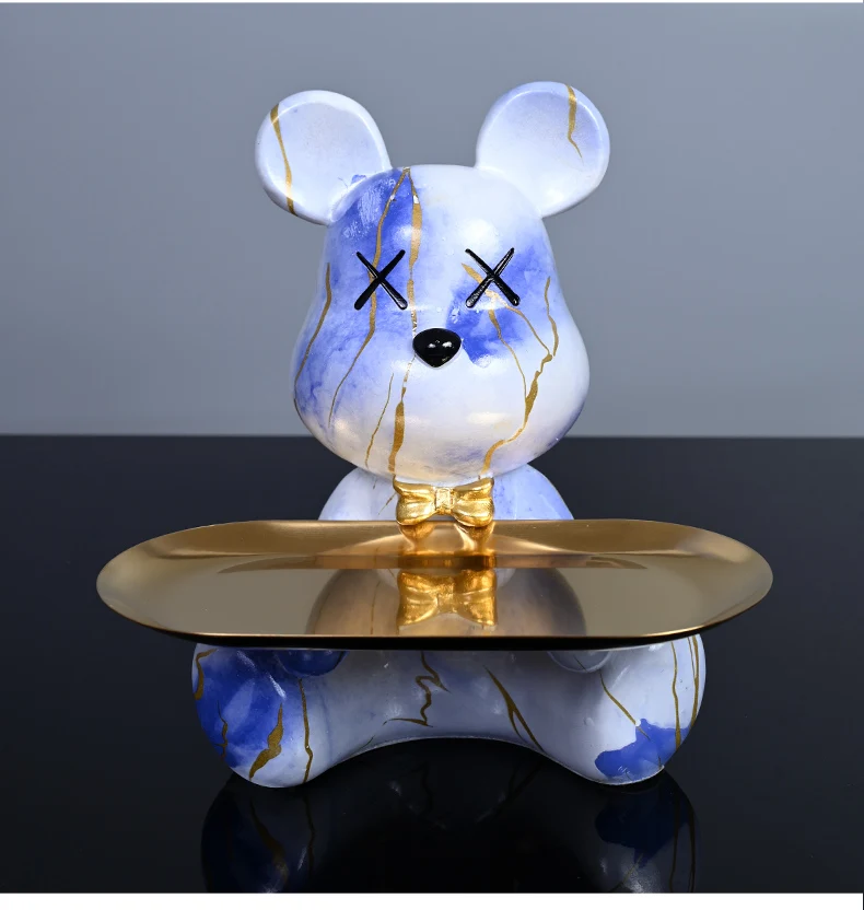 Bunte Bärenstatuen und Skulpturen Butler Figur Ornamente Innen Nordic Dekorative Zimmer Tischdekoration Harz Handwerk Geschenk – Detail 17