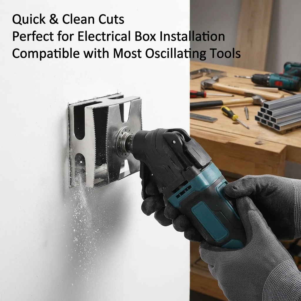 Square Slot Cutter Oscillating Multi Tool Saw Blade for Woodworking Drywall Electrical Box Square Hole Opener