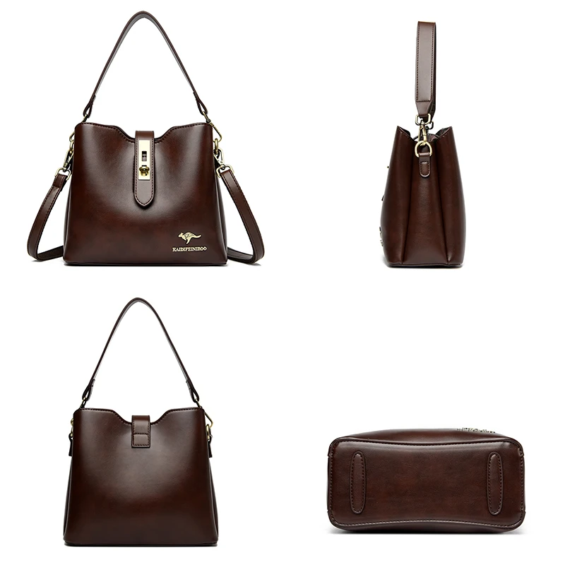 3-слойные кошельки и сумки большой вместимости через плечо для женщин, дизайнерская кожаная модная новая сумка через плечо высокого качества