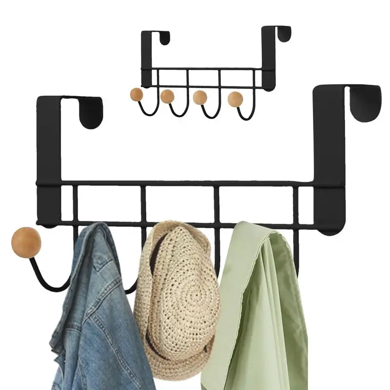 Over The Door Coat Rack Sturdy Door Hooks Space-Saving Rust-Resistant Towel And Coat Rack For Clothes Towels Hats