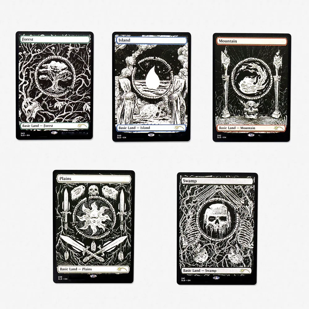 Lands Set all 5 Basic Land (SLD)Proxy Magical Game Black Top Quality Proxy Playing Cards Gathering Board Game Trading Cards Prox