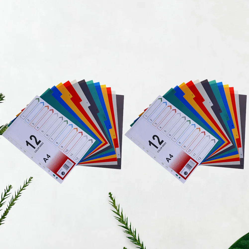 

2Pcs A4 Size Index Page Dividers Colorful Classification Tab Sheets Easy Insertion in 6 Ring Binders Practical