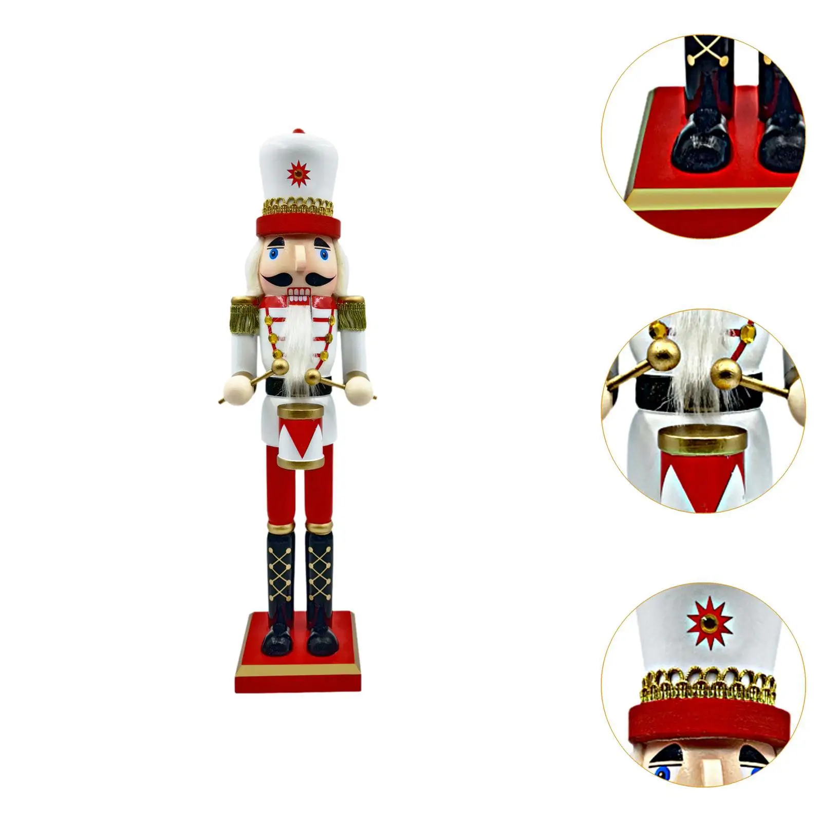 Christmas Nutcracker Figurine Wooden Doll Puppet Desktop Ornament for Shelf Table Centerpiece Xmas Decor Party Favor Home Office
