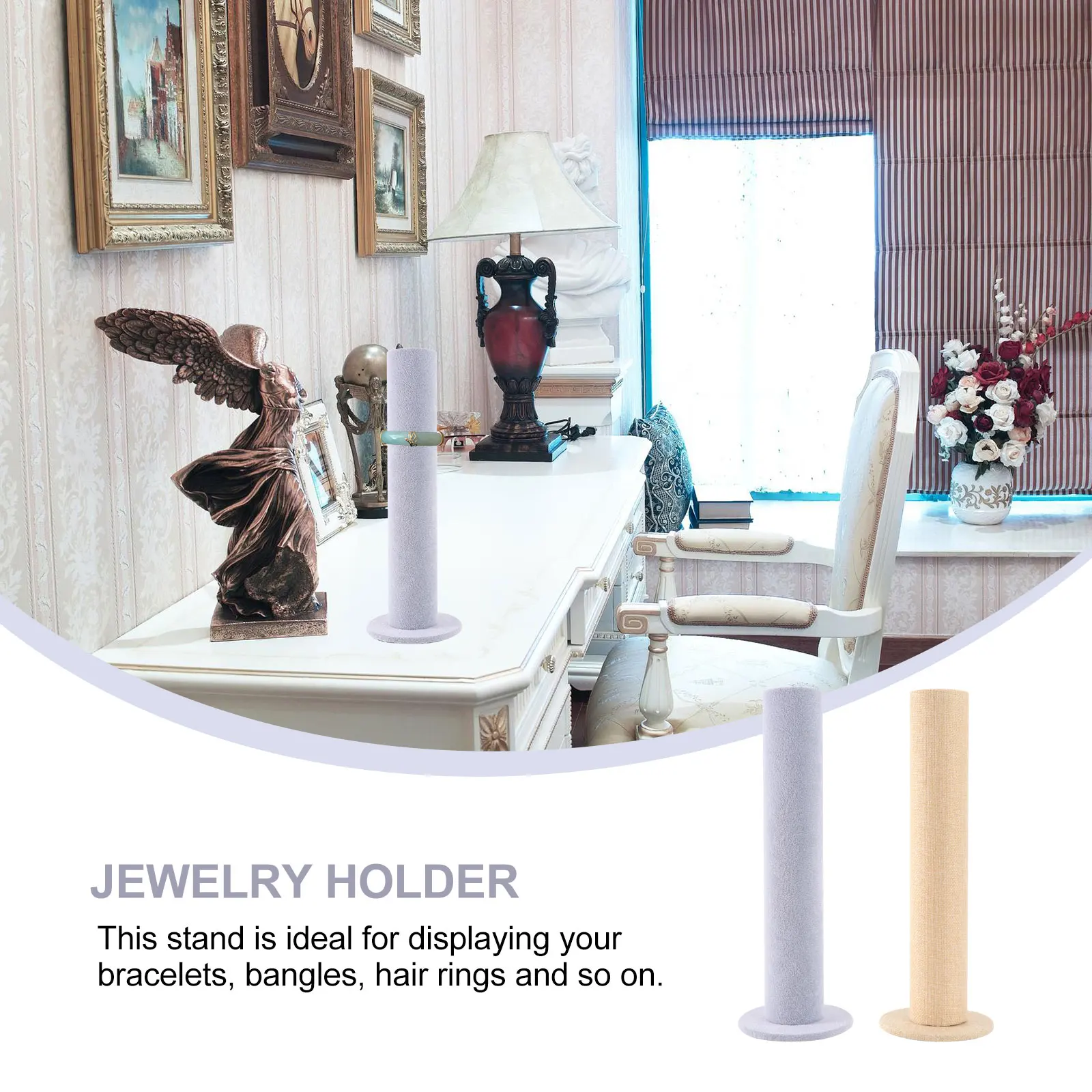 

2Pcs Vertical Jewelry Display Stand Hair Band Holder Bracelet Organizer Rack for Home Bedroom Vanity Decoration