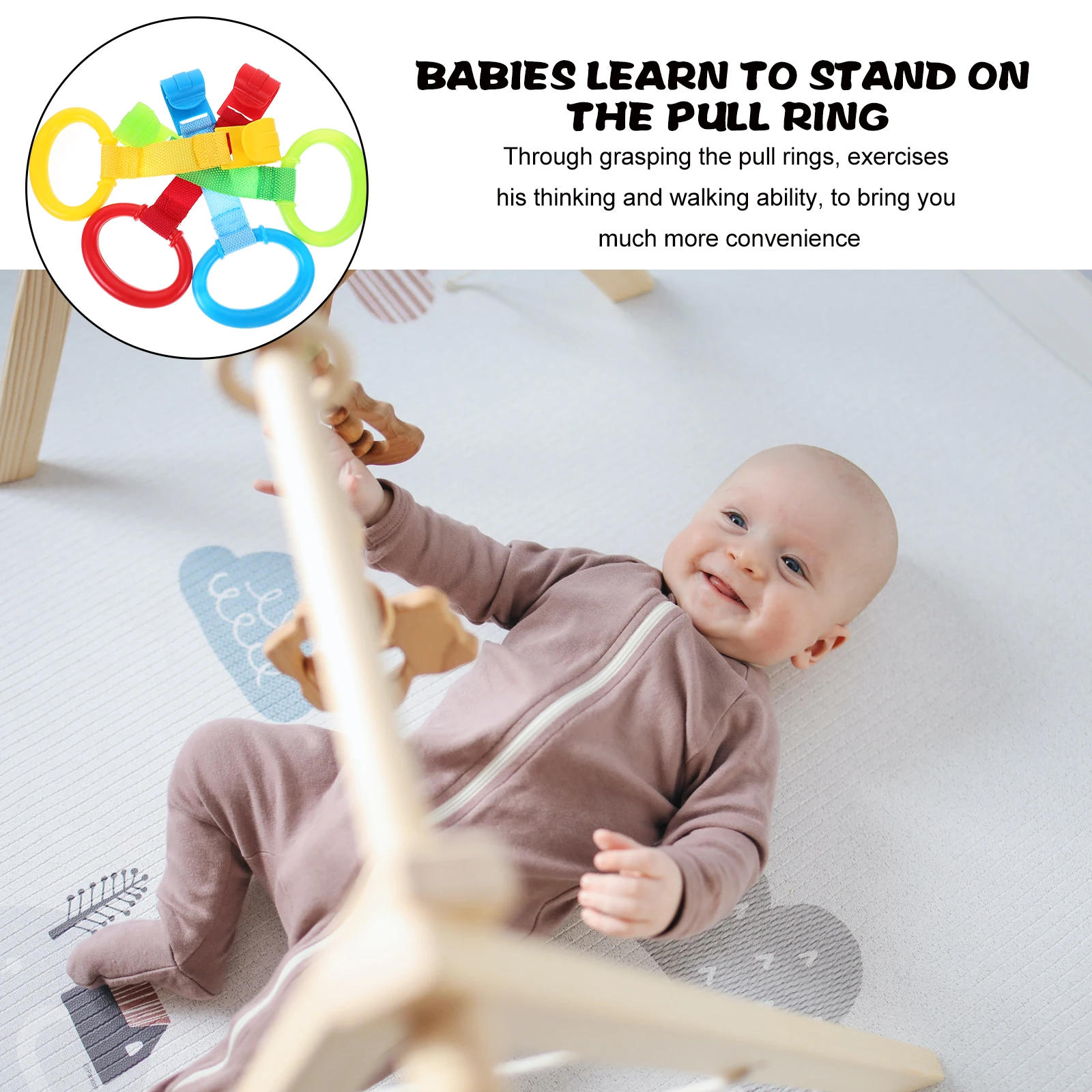 

8 Pcs Standing Pull Ring Crib Rings Assist Portable Hanging for Playpen Plastic