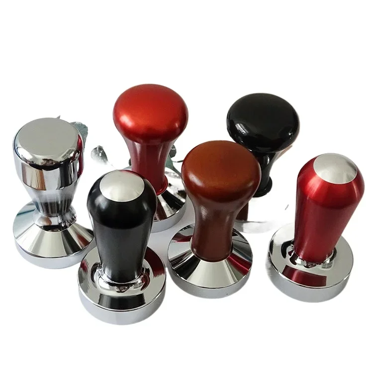 Coffee press 58mm stainless steel bar counter utensil, coffee cloth powder filling press, wooden handle press stick