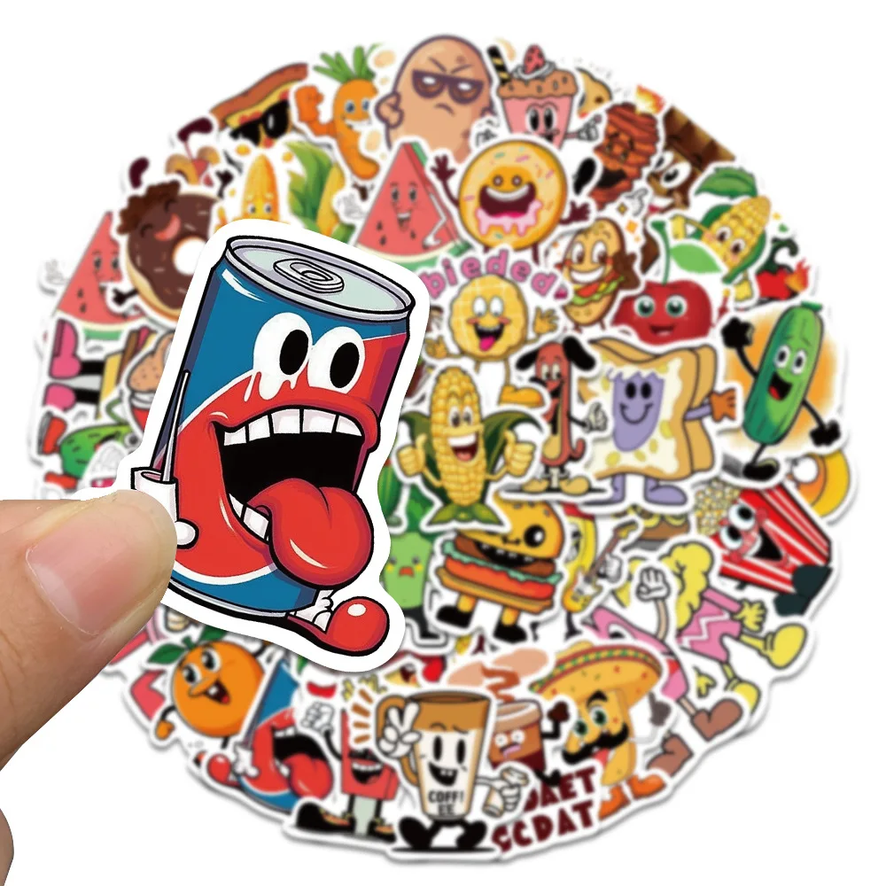 10/30/50PCS New Funny Food Fruit Stickers Stickers Animal Cartoon Stationery Stickers iPad Helmet Guitar Wall Sticker Decoration