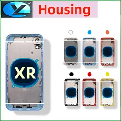 Back Housing For iPhone XR Battery Cover+Middle Frame Chassis+with Side Buttons+SIM Tray+Tools XR Back Cover Housing Replace
