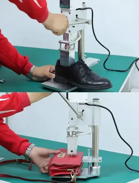 Manual Leather Shoes Wallet Belt Branding Machine Hot Stamping Machine LOGO Embossing Machine 400W 400℃ Adjustable 0-15CM Stroke