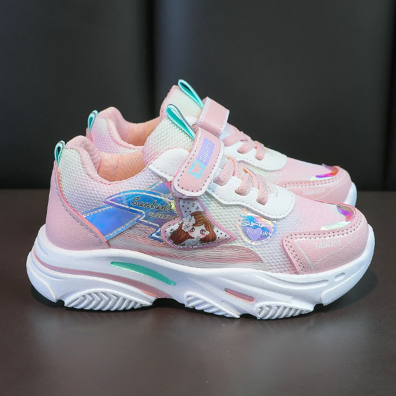 Scarpe sportive da principessa per bambini, Sneakers estive traspiranti per ragazze