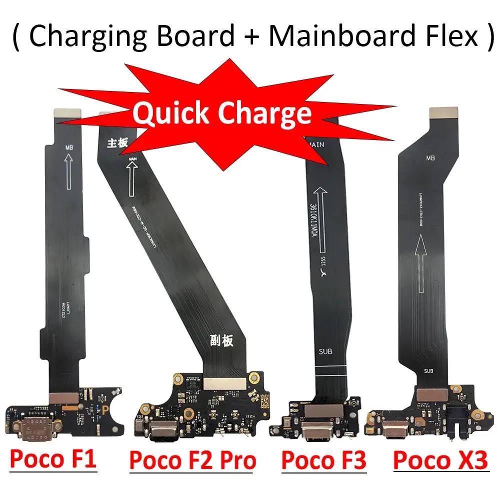 

New For Xiaomi Poco F2 Pro F1 F3 X3 Pro USB Power Charging Board Connector Plug Port Dock With Mainboard Motherboard Flex Cable