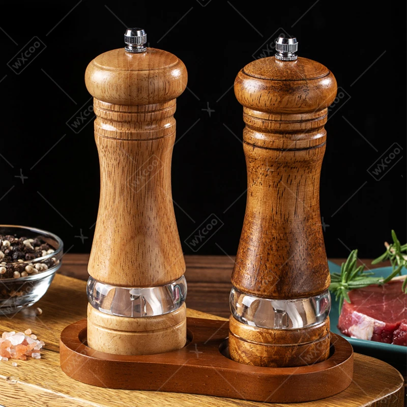 WXCOO Molinillo de Especias Multiusos de Madera, Molinillo Manual de Sal y Pimienta, Molinillo de Especias de Madera Maciza para Cocina Doméstica