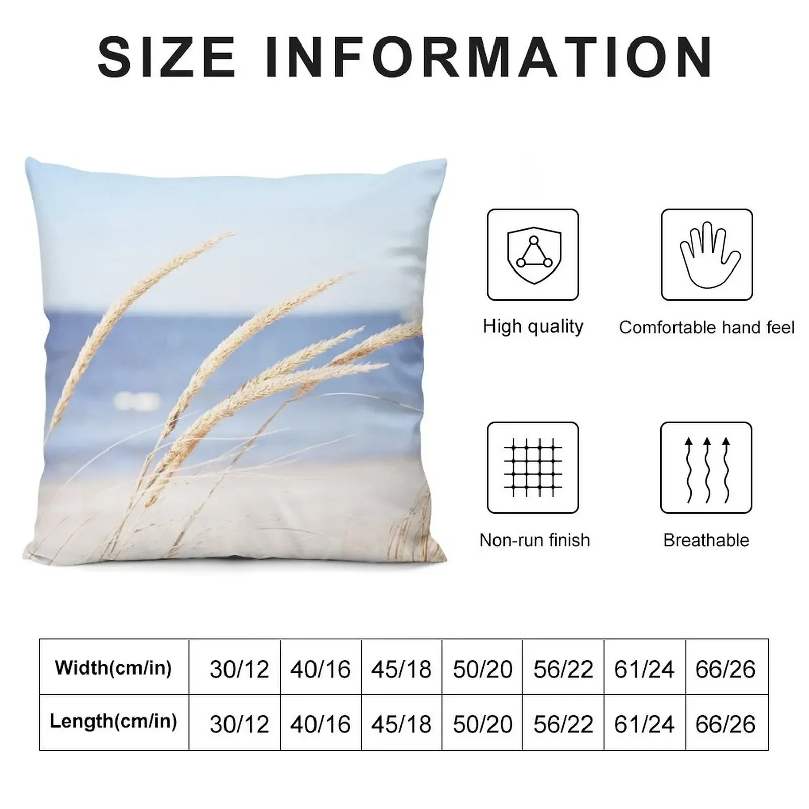 Beach Grass Blue Coastal Seashore Photography Throw Pillow Pillowcases Christmas Pillow Covers pillow