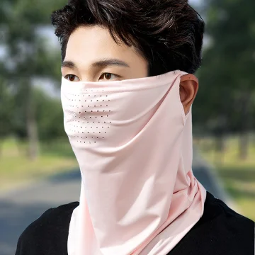1Pcs Summer Ice Silk Cycling Masks Hanging Ear Breathable Anti-UV Face Scarf Neck Cover for Outdoor Hiking Sunscreen Balaclava image 5