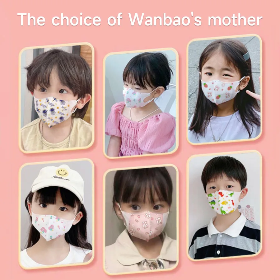 30 szt. Maseczek 3D dla dzieci, jednorazowe, urocze wzory z kreskówek, 3-warstwowe, pyłoszczelne, higieniczne maseczki, pakowane pojedynczo, dla chłopców i dziewcząt w wieku 4-12 lat.