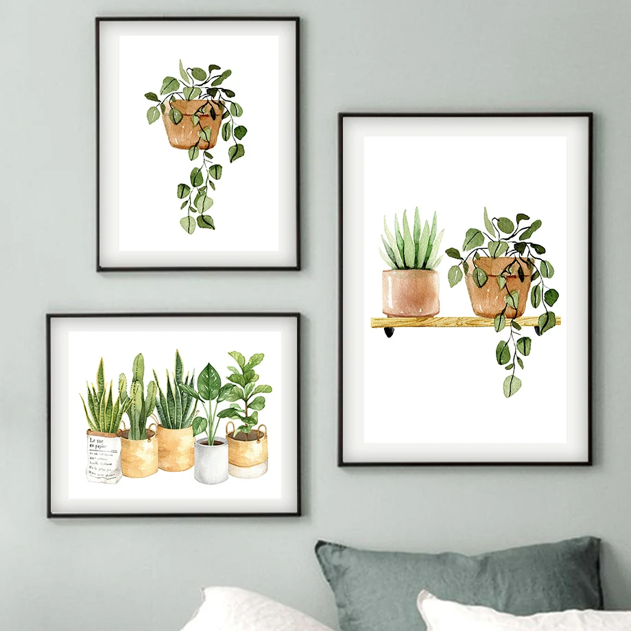 Cactus Tijger Pilan Monstera Groene Planten Muur Canvas Schilderij Nordic Posters En Prints Muur Foto's Voor Woonkamer Decor