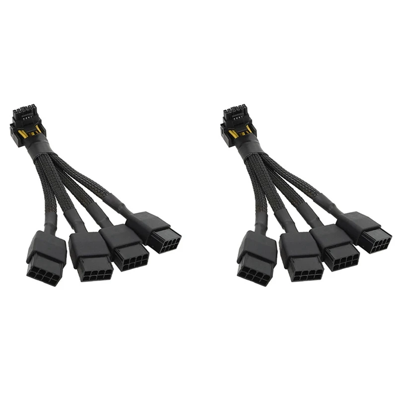 

2X For GPU RTX4090 RTX4080 4X8 Pin PCI-E To 16 Pin Graphics Card Power Cable 12VHPWR Connector 90 Degree Elbow Cable