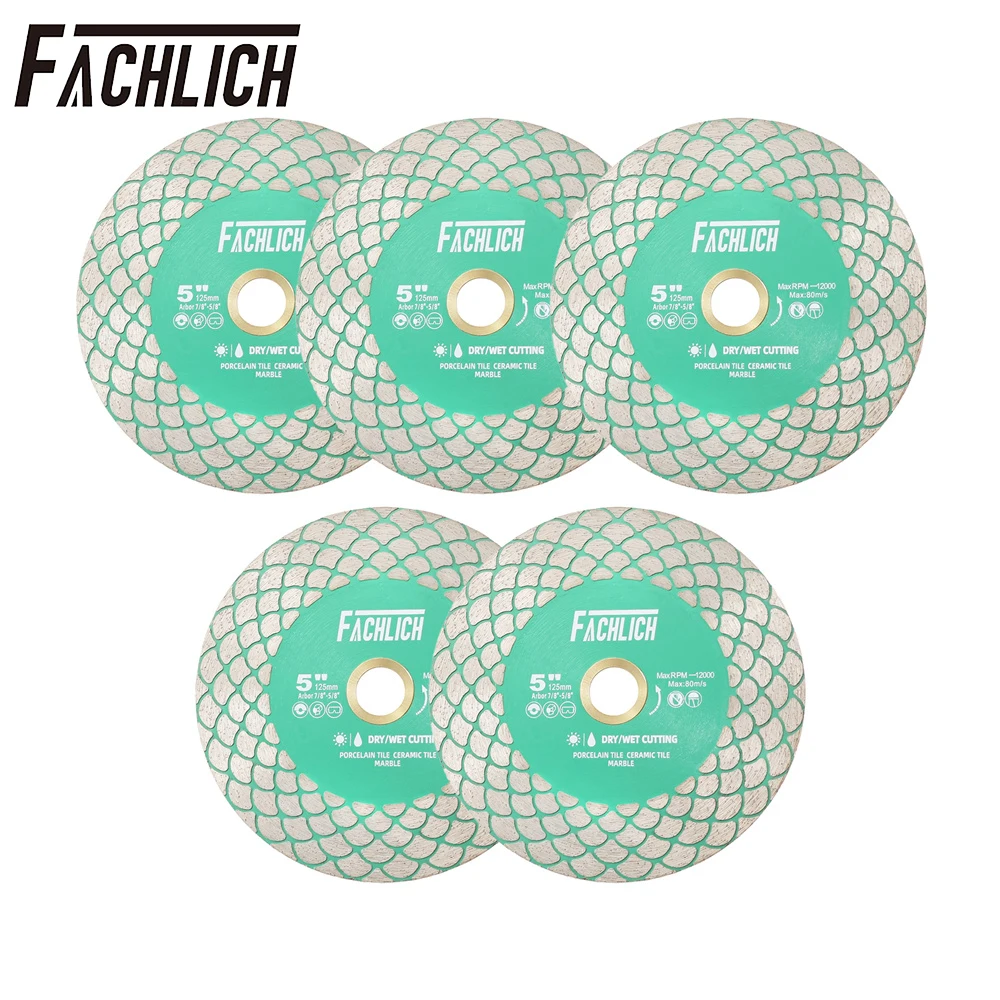 FACHLICH 1/3/5pcs Diamond Cutting Grinding Disc Fan Shaping Edge Double Side Saw Blade 115/125mm Granite Marble Ceramic Tile
