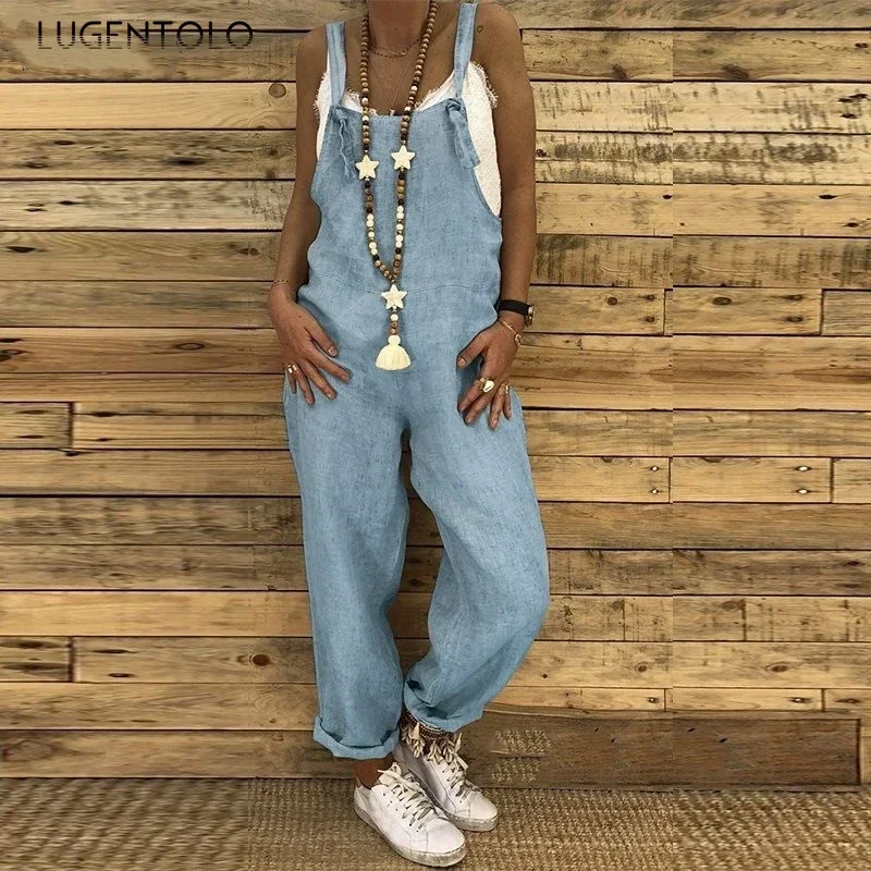 Fashion Suspenders Jumpsuits Women Large Size Casual Overalls Solid Summer Thin New Loose Street Simple Rompers Available 5XL