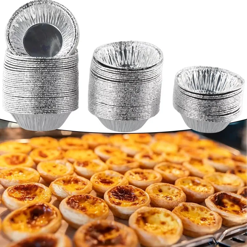 100PCS Einweg Aluminium Folie Tassen Ei Torte Form Kuchen Zinn Aluminium Folie Backen Form Küche Mini Werkzeuge Weihnachten Neue jahr