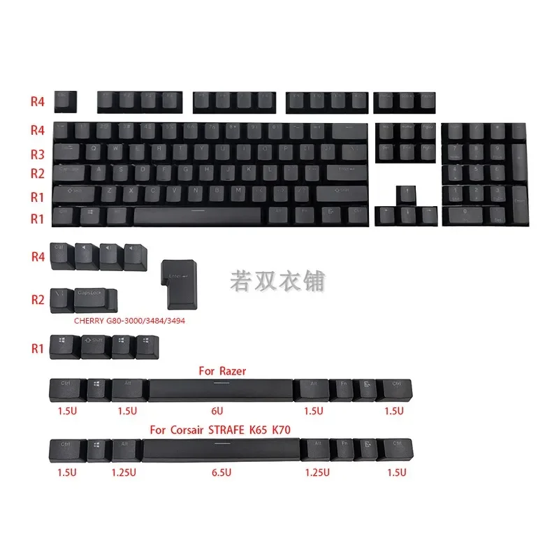 Dual Color Transparent PBT131 Key Caps Compatible 61.87.104.108 Razer Corsair Mechanical Keyboard