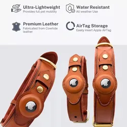 New Leather Pet Adjustable Collar for Apple Airtag Location Tracker Dog Cat Anti-lost AirTag Case Airtags Location Collar