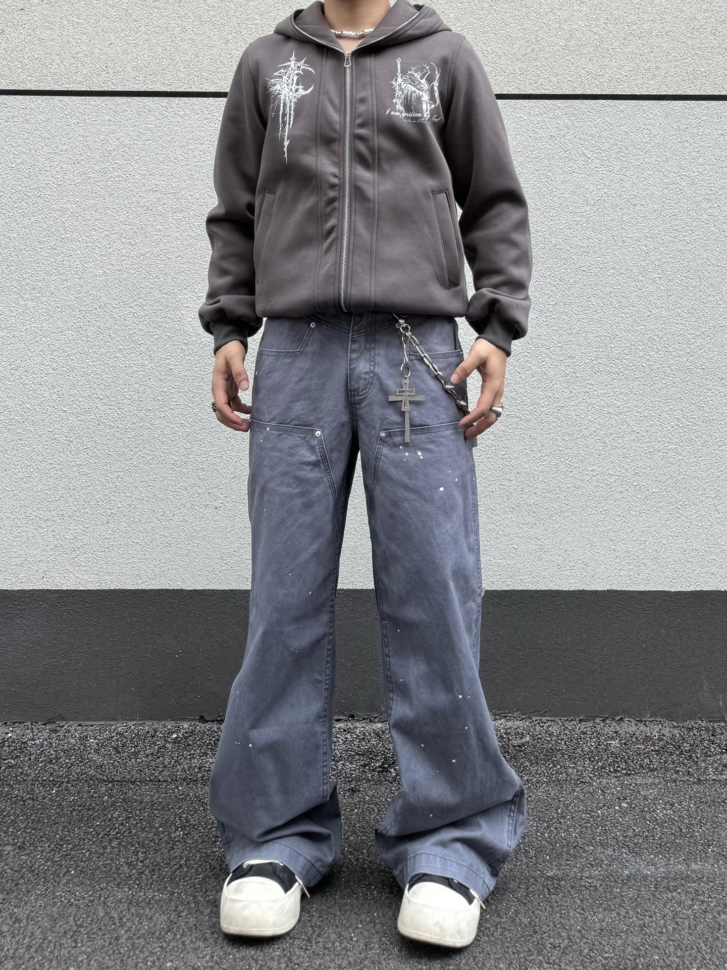 

Мужские прямые джинсы трапециевидной формы, джинсовые брюки, винтажные свободные широкие брюки с красителем, рабочая одежда, повседневные хлопковые брюки