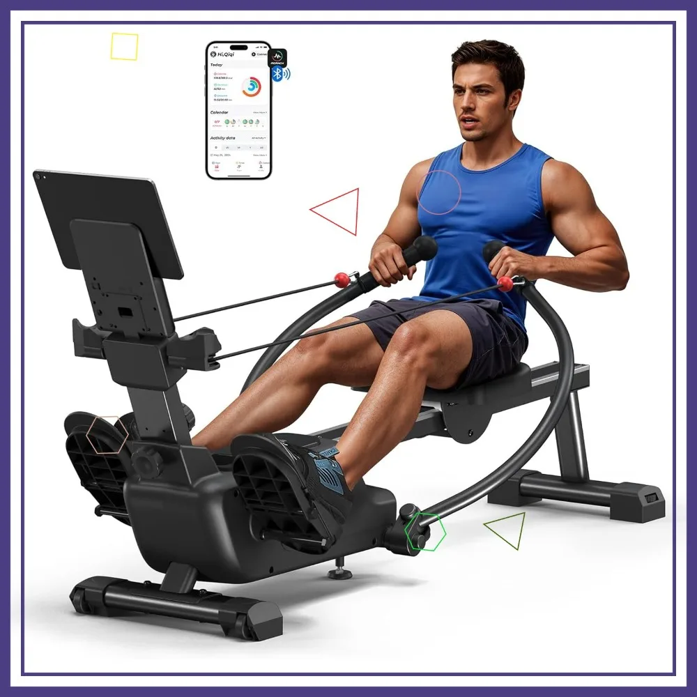 Magnetisches Rudergerät mit 16 Widerstandsstufen, Bluetooth-App, 1000+ Workouts & Spiele für Heimfitness