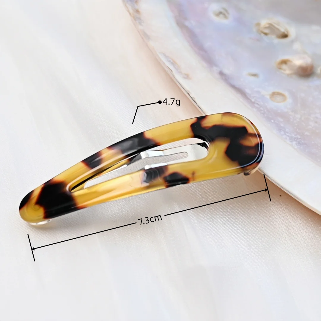 Red HairClips Black Snap Clips for Girls and Women Acetate Barrettes Waterdrop Shaped Hair Accessories 7.3cm Long