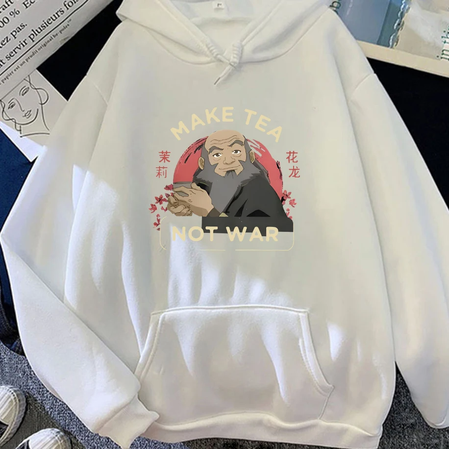 الصورة الرمزية آخر Airbender الرجال هوديس Iroh جعل الشاي لا الحرب أعلى طويلة الأكمام المتضخم هوديس أزياء عارضة الرجال النساء الملابس