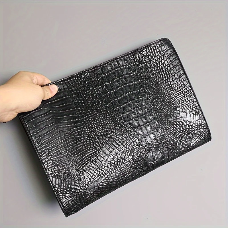 Luxury Crocodile Pattern Men Clutch Bags Brand Designer Business Bag iPad Handbags Fashion Soft Leather Envelope Bag Male Wallet