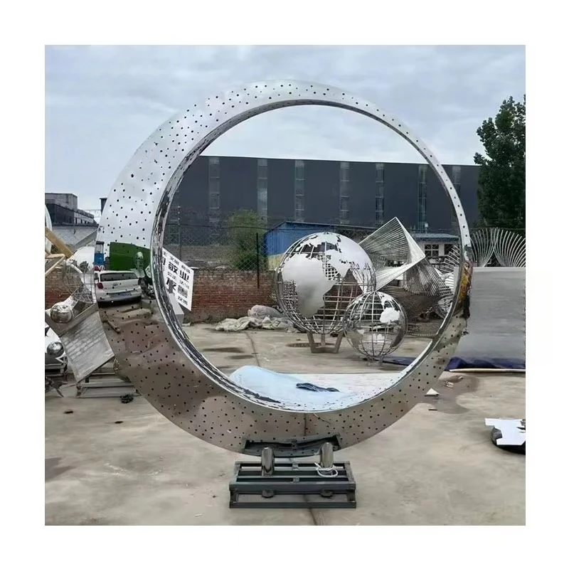 Outdoor Large Size Modern Polished Stainless Steel 304 Statue Stainless Steel Round Statue