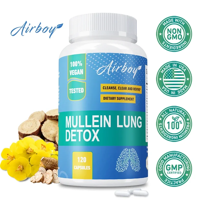 

Mullein Lung Detox Capsules - for Lung Detox & Cleanse, Respiratory Health and Immunity