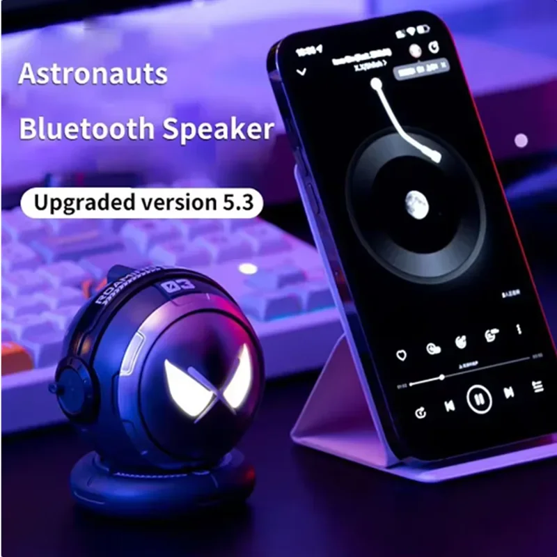 Wireless Portable Bluetooth 5.3 Speaker Breathing Light Astronaut Shape Mini Speaker Desktop Decoration Caixa De Som Soundbar