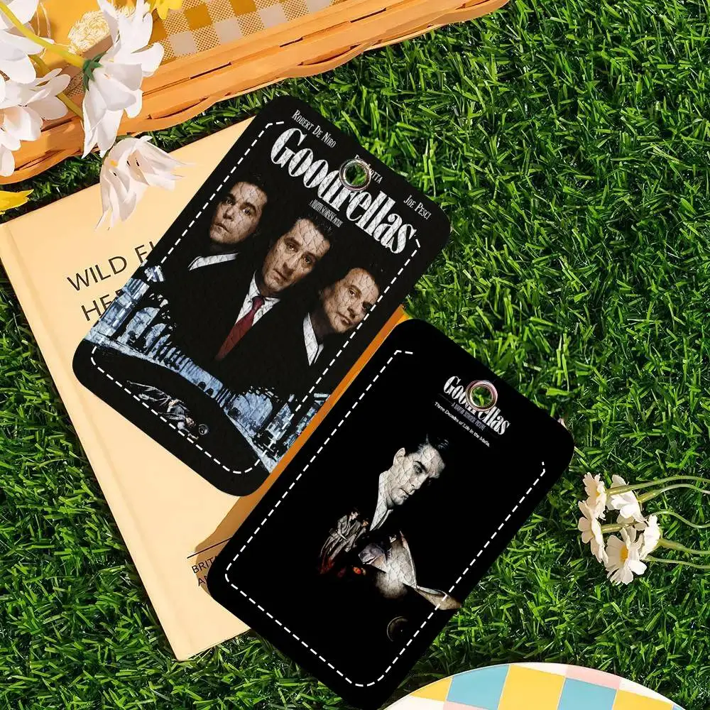 Classic Movie Goodfellas Gangster Film Card Case Keychain Access Card Bag Key Tag Ring Leather Card Holder Key Ring Access