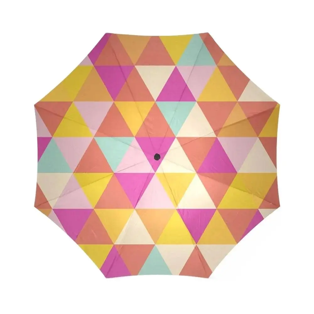 

Geometric Yellow Triangle Custom Printing Foldable Sun Rain Travel Umbrella 100% Fabric Aluminium High-Quality Foldable Umbrella