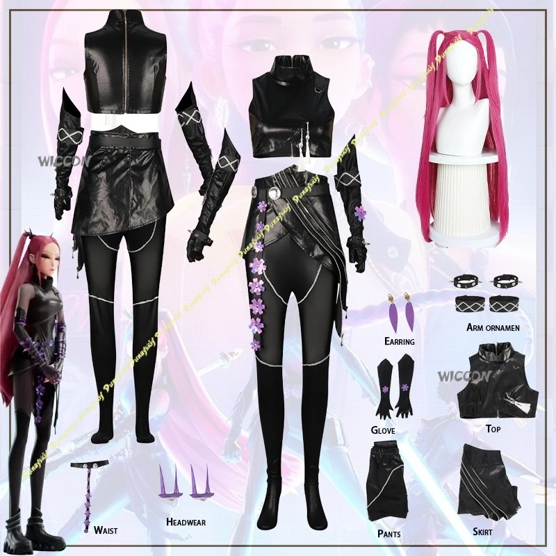 Costumi Cosplay Anime Mira Parrucca Vestito da ragazza Demone Vestire Nero Cool Fight Stage Set Top Gonna Natale Halloween
