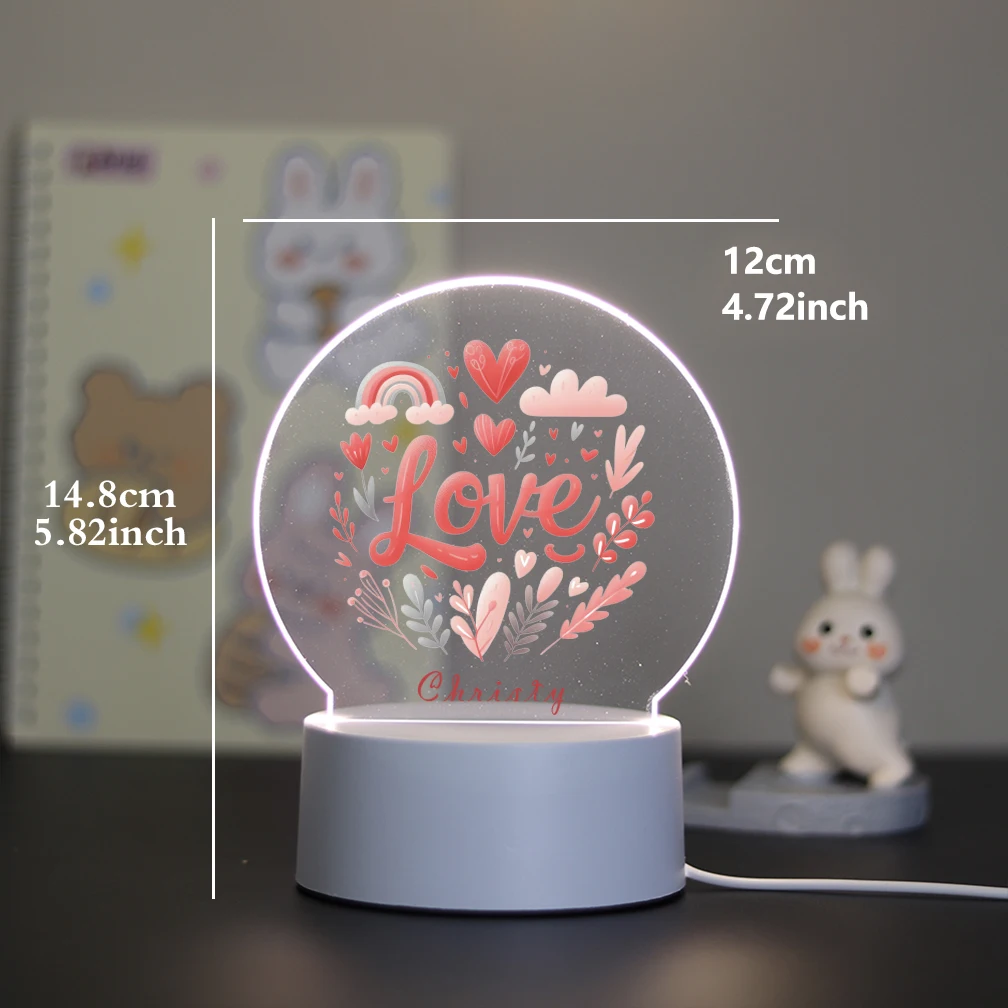 1 customized 7-color gradient night light love 3D Visual Design for Home The preferred gift for grandparents and family members
