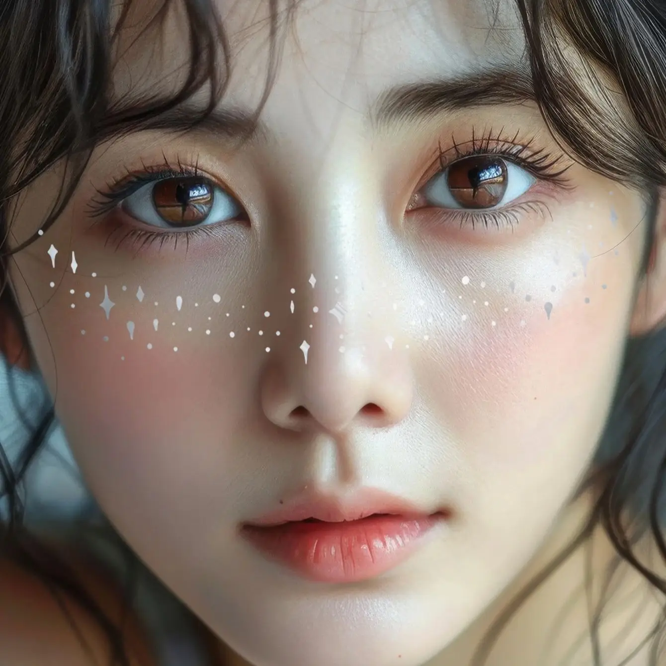 3pcs Metallic Freckles Makeup Patches Sliver Star Moon Freckles Temporary Tattoo Stickers for Women Face Makeup Music Party