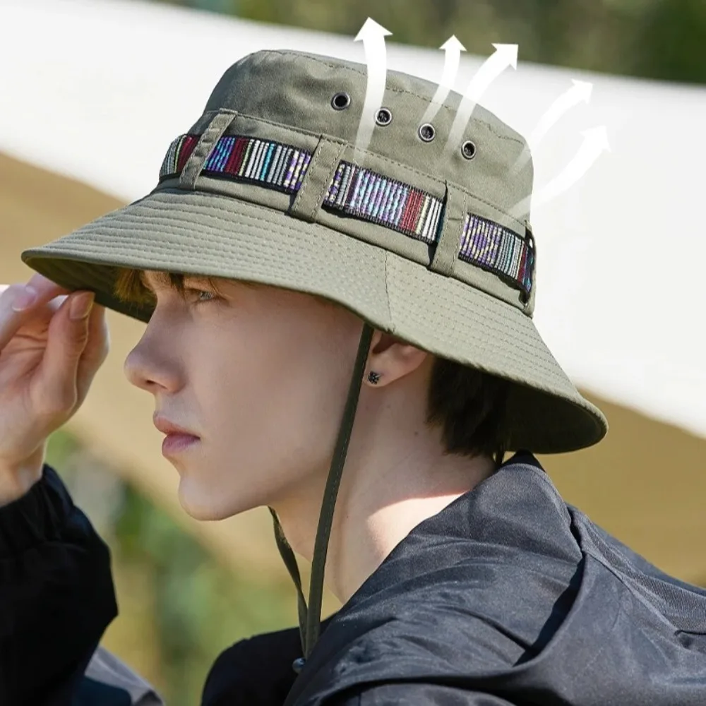 Fashion Sun Protection Sun Hats Breathable Quick-Dry Bucket Hat Adjustable Drawstring Fisherman Hats Outdoor