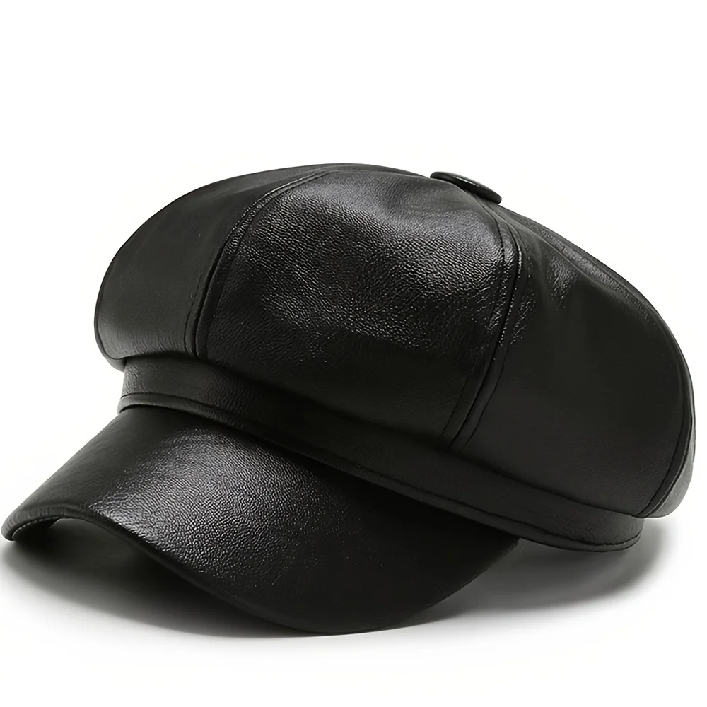 قبعة ثمانية جوانب سوداء على طراز نيتزن ذات وجه صغير للنساء، قبعة منقار البط، قبعة ربيع وخريف عصرية على الطراز الإنجليزي