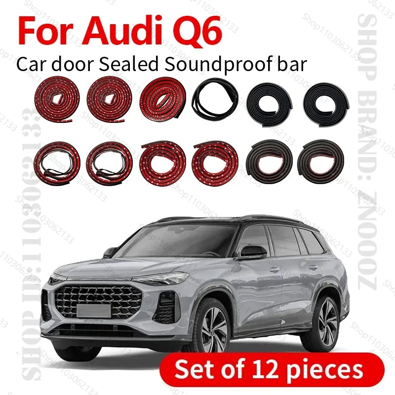 Car Door Seal Strip Rubber Double Layer Sealing Protector Soundproof Strip Dustproof Seal Strip 12PCS Set For 2022-2025 Audi Q6