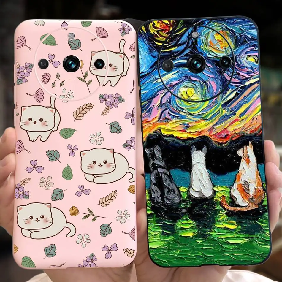 For Realme 11 Pro Plus 5G Phone Case Cute Cat Painted Jelly Silicon Soft Back Cover For Realme 11 Pro+ 11Pro 5G Cases Bumper