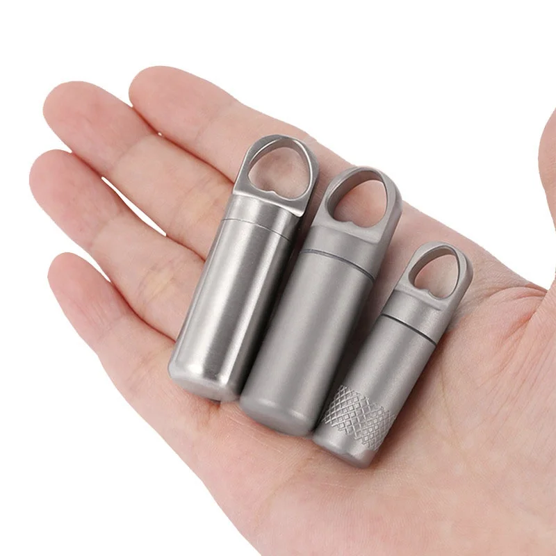 Titanium Alloy Mini Medicine Case Portable Waterproof Sealed Capsule EDC Travel Firstaid Multi-function Storage Container Bottle