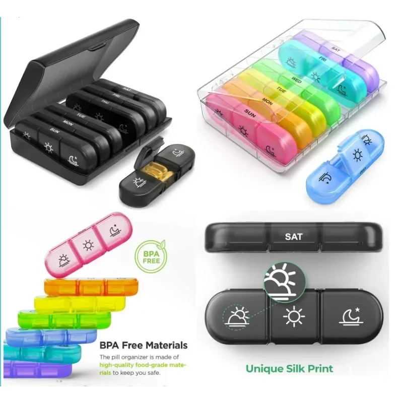 Caixa de comprimidos 7 dias organizador 21/14 grades 3 vezes um dia viagem portátil com grandes compartimentos para vitaminas medicina óleos peixes