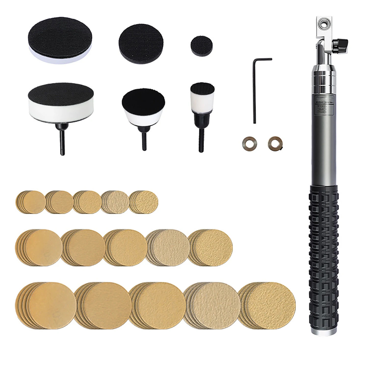 Bowl Sander for Woodturning,Dual Bearing Head,75 Sanding Discs Dual-Bearing Head for Smooth Rotation,1, 2 and 3-In Sanding Heads