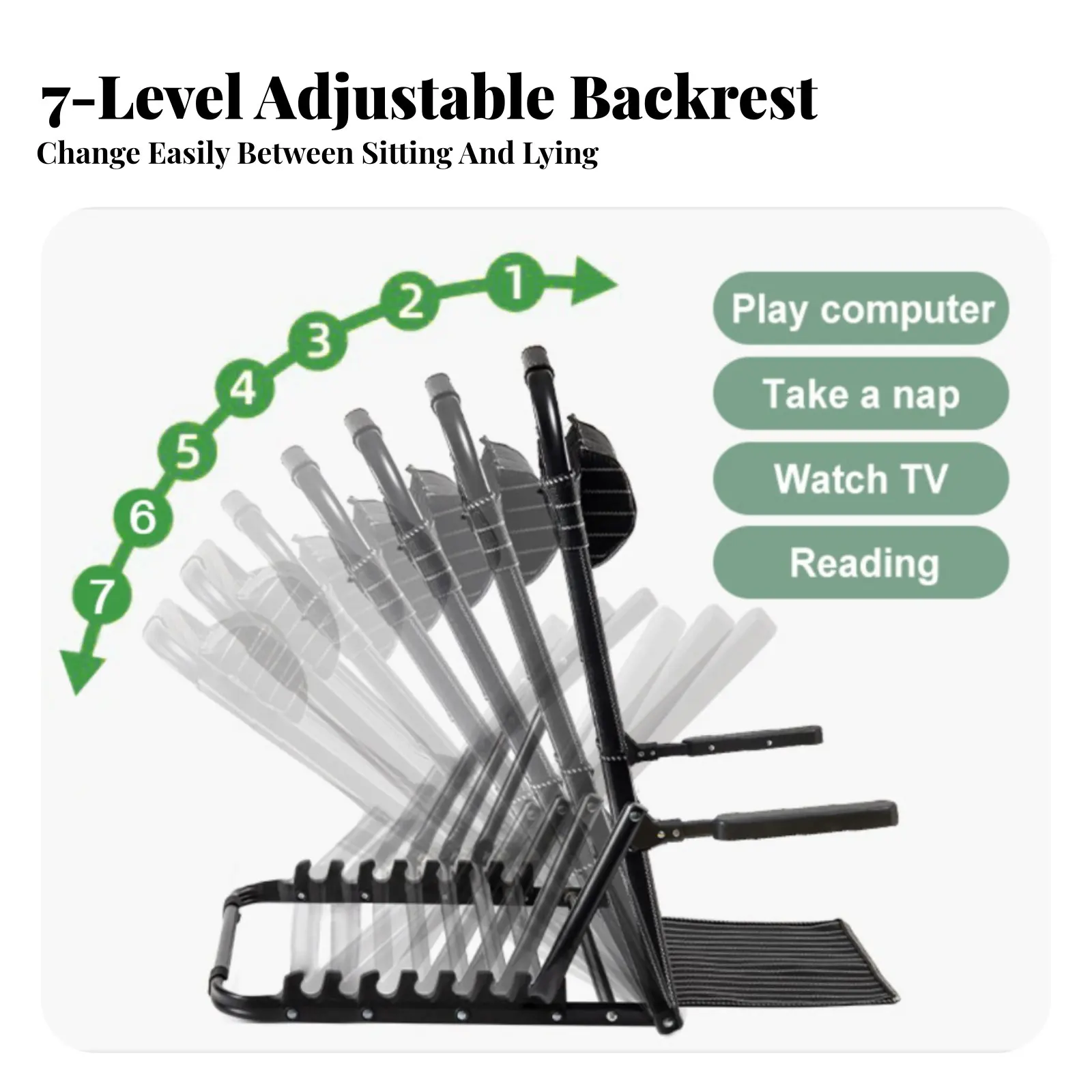 

Adjustable Bed Lounger with Armrests Foldable Design Adjustable Floor Lounger Space-Saving No Assembly Required